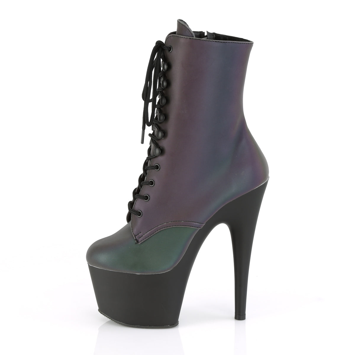 adore 1020refl pleaser platforms exotic dancing sexy green multi reflective black matte fetish footwear
