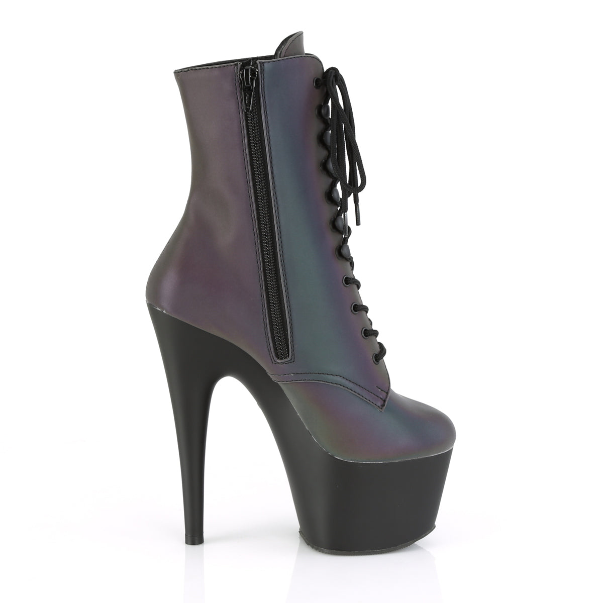ADORE-1020REFL 7" Heel Green Multi Reflective Ankle Boots-Pleaser- Sexy Shoes Fetish Heels