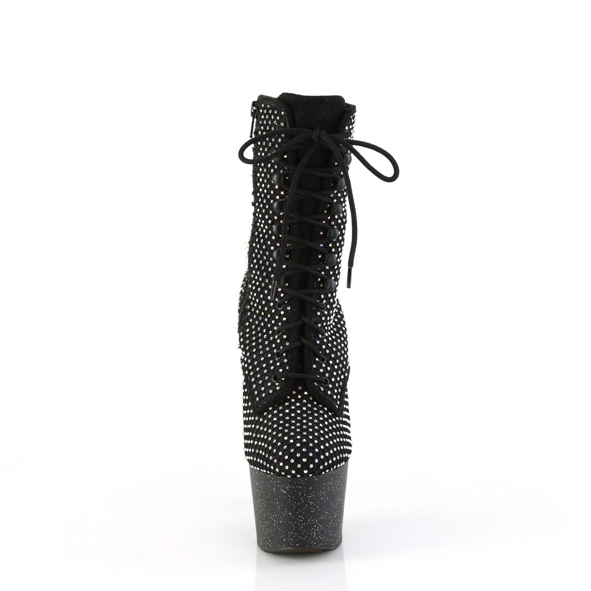 ADORE-1020RM Pleaser Black Bling Exotic Dancing Lace up Ankle Boots