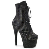 ADORE-1020RM Pleaser Black Bling Exotic Dancing Lace up Ankle Boots