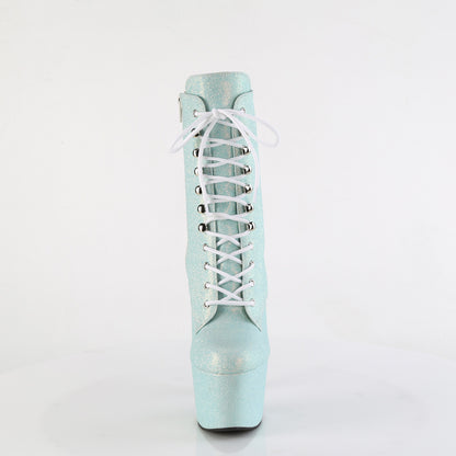 ADORE-1020SDG Pleaser Baby Blue Glitter Lace Up Ankle Boots