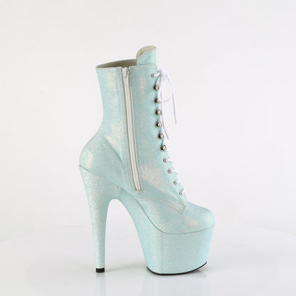 ADORE-1020SDG Pleaser Baby Blue Glitter Lace Up Ankle Boots