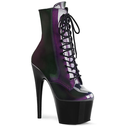 ADORE-1020SHG Pleaser 7" Heel Purple Pole Dancing Lace Up  Ankle Boots