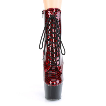 ADORE-1020SP 7" Heel Red Snake Print Pole Dancer Ankle Boots-Pleaser- Sexy Shoes Alternative Footwear