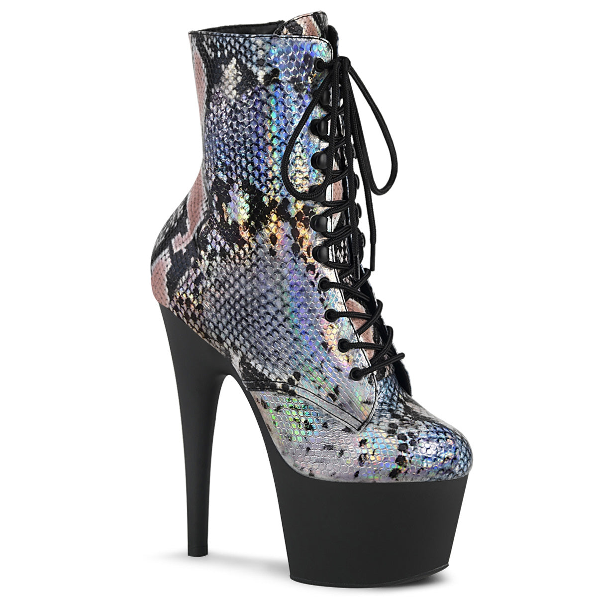 ADORE-1020SP 7 Inch Silver Holo Snake Pole Dancer Ankle Boot-Pleaser- Sexy Shoes