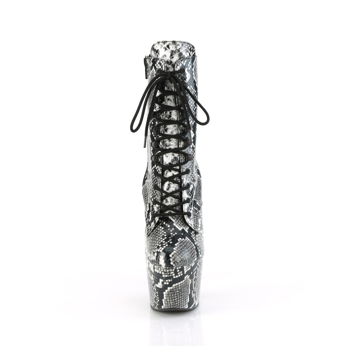 ADORE-1020SPWR Pleaser Black Snake Print Exotic Dancing Ankle Boots