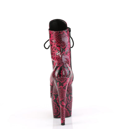 ADORE-1020SPWR Pleaser Hot Pink Snake Print Exotic Dancing Ankle Boots