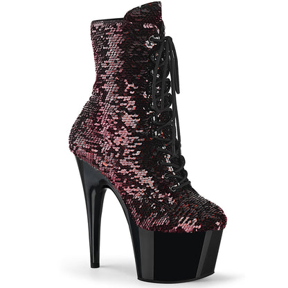 ADORE-1020SQ Pleaser Black Red Sequin Black Pole Dance Ankle Boots