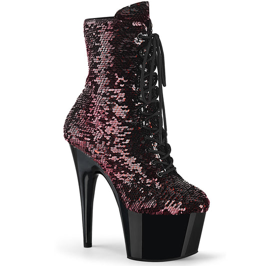 ADORE-1020SQ Black Red Sequin Black Pole Dance Ankle Boot-Pleaser- Sexy Shoes
