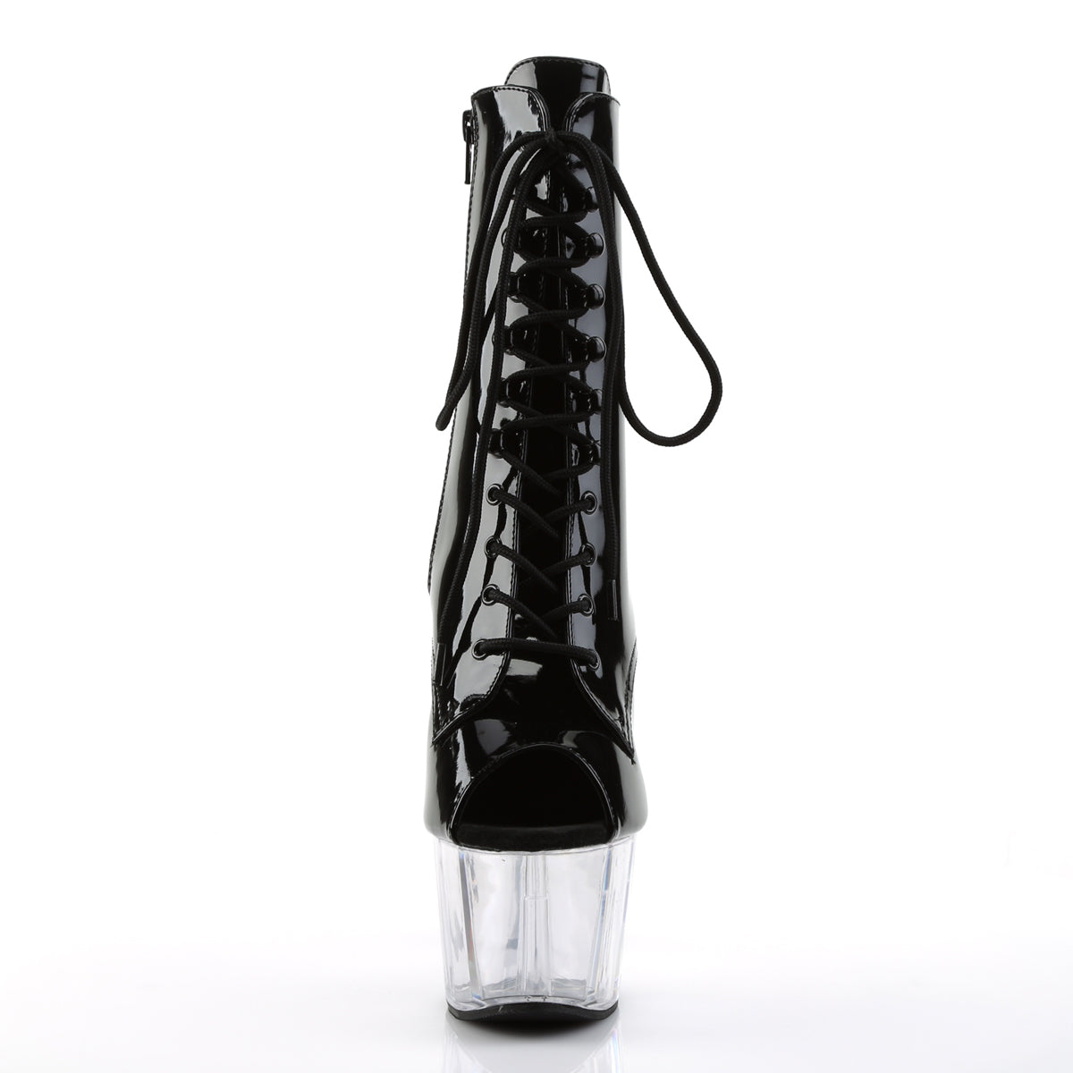 ADORE-1021 7" Heel Black and Clear Pole Dancing Ankle Boots-Pleaser- Sexy Shoes Alternative Footwear