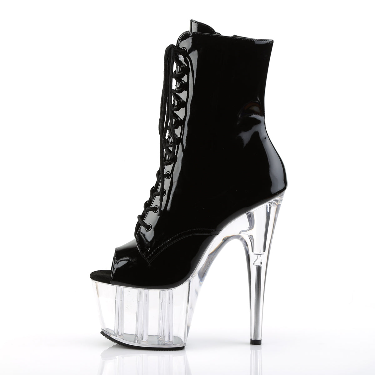 ADORE-1021 7" Heel Black and Clear Pole Dancing Ankle Boots-Pleaser- Sexy Shoes Pole Dance Heels