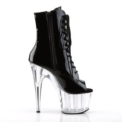 ADORE-1021 7" Heel Black and Clear Pole Dancing Ankle Boots-Pleaser- Sexy Shoes Fetish Heels