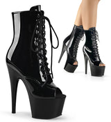 ADORE-1021 Pleaser Black Patent Exotic Dancing Ankle Boots