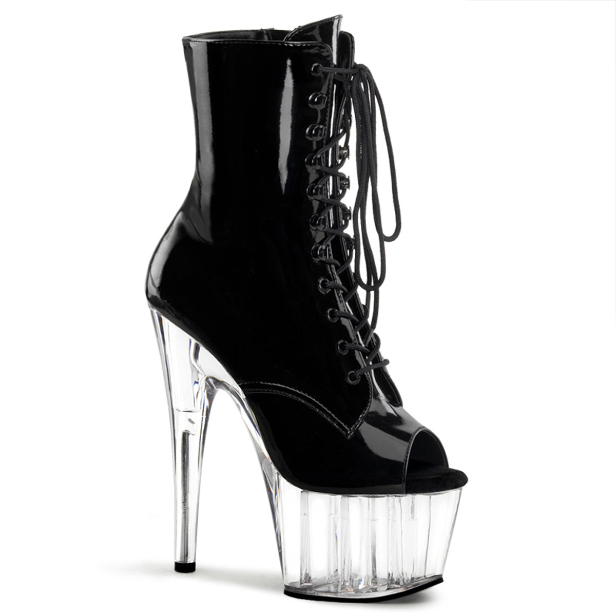 ADORE-1021 7" Heel Black and Clear Pole Dancing Ankle Boots-Pleaser- Sexy Shoes