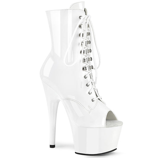 ADORE-1021 Pleaser White Patent Exotic Dancing Ankle Boots