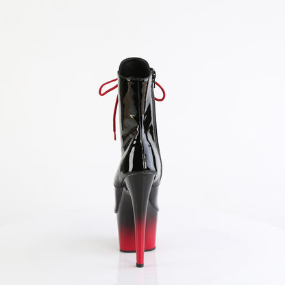 ADORE-1021BR-H Pleaser Fetish Black Red Ombre Peep Toe Ankle Boots