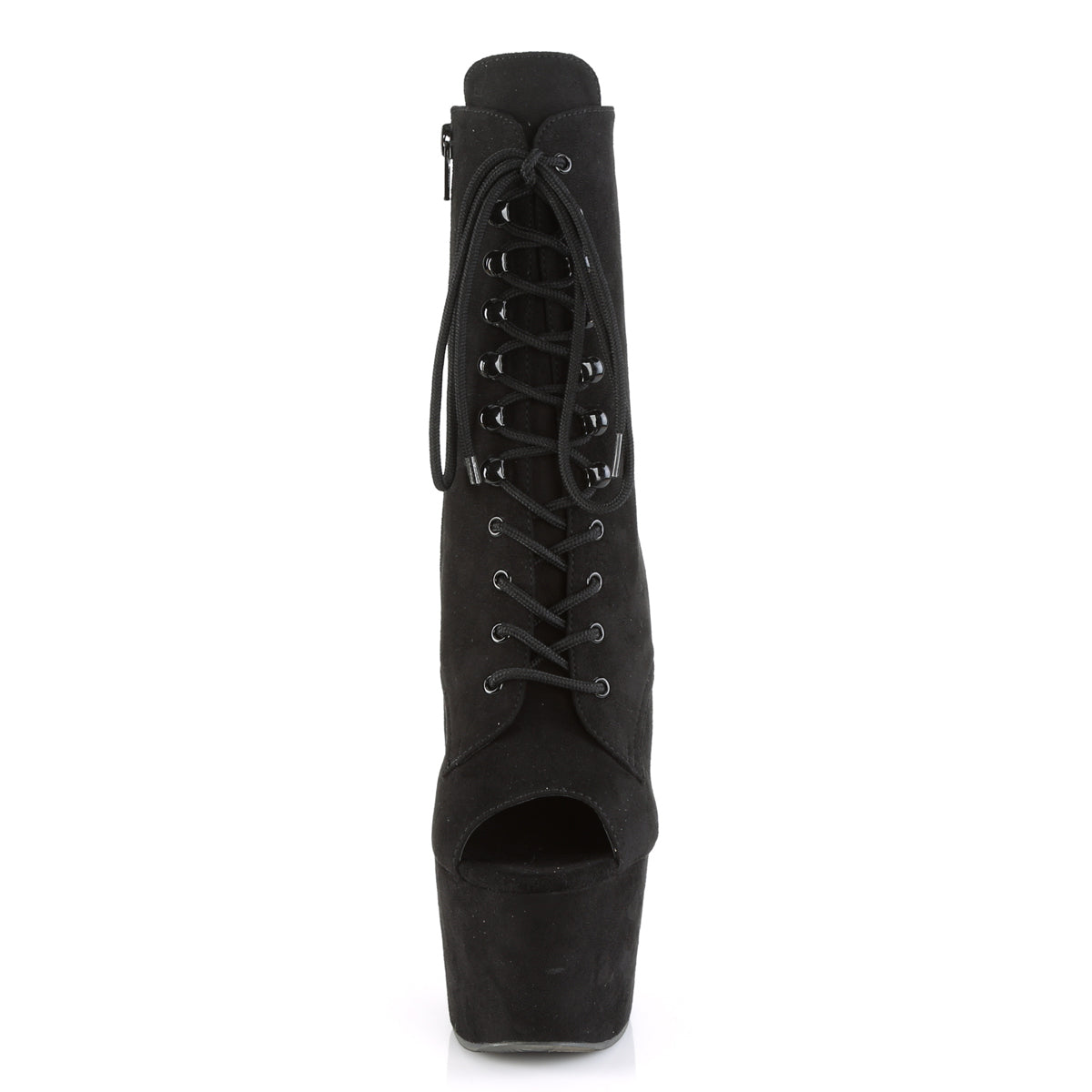 adore 1021f pleaser black 7 inch heel platforms peep toe lace up faux suede ankle boots