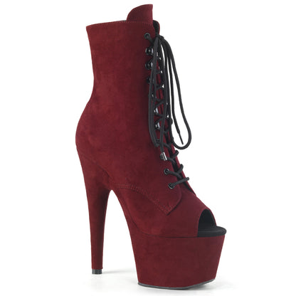 ADORE-1021FS Pleasers 7" Heel Burgundy Pole Dancing Ankle Boots