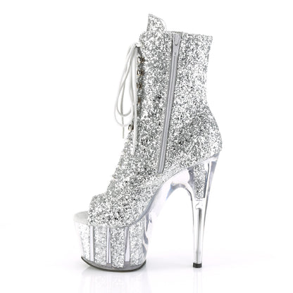 ADORE-1021G 7 Inch Heel Silver Glitter Strippers Ankle Boots-Pleaser- Sexy Shoes Pole Dance Heels