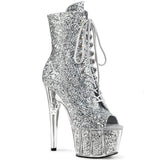 Silver Glitter 7 Inch Exotic Dancing Ankle Boots -  Pleaser ADORE-1021G