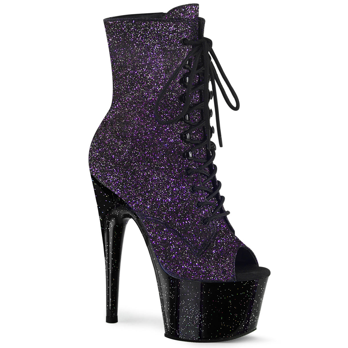 ADORE-1021MG 7 Inch Heel Purple Glitter Strippers Ankle Boot-Pleaser- Sexy Shoes