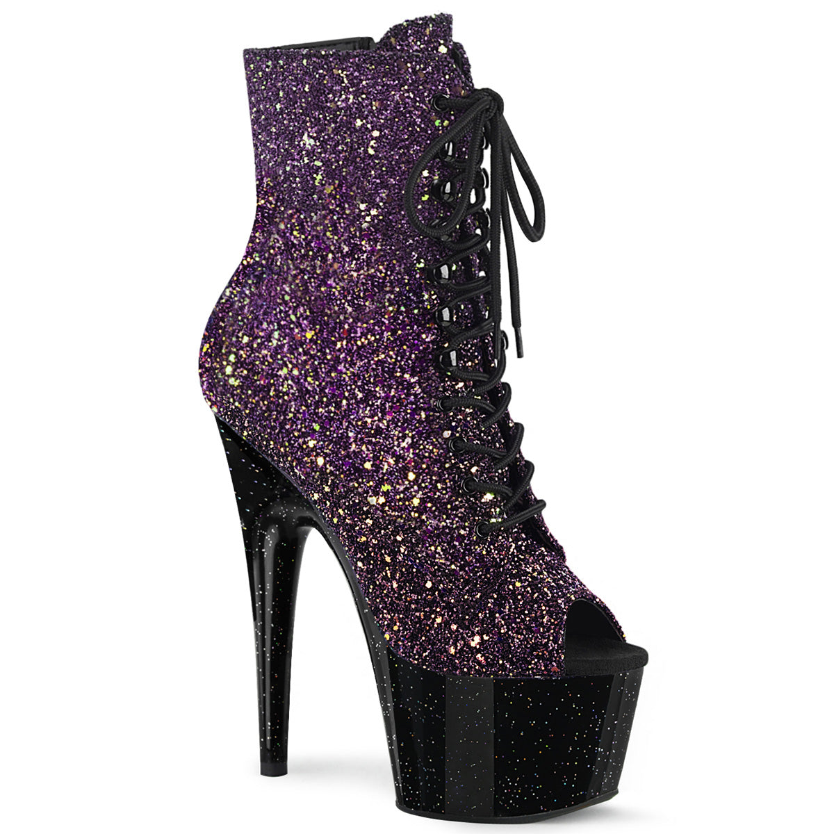 ADORE-1021OMBG 7" Purple Multi Glitter Strippers Ankle Boots-Pleaser- Sexy Shoes