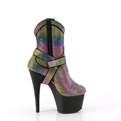 ADORE-1029RS Pleaser Rainbow Bling Exotic Dancing Cowboy Ankle Boots