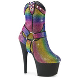 ADORE-1029RS Pleaser Rainbow Bling Exotic Dancing Cowboy Ankle Boots