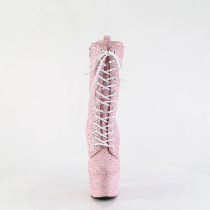 ADORE-1040GR Pleaser Sexy Pink Glitter Lace Up Exotic Dancewear Boots