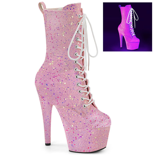 ADORE-1040-IG Pleaser Neon Pink Glitter Exotic Dancing Boots