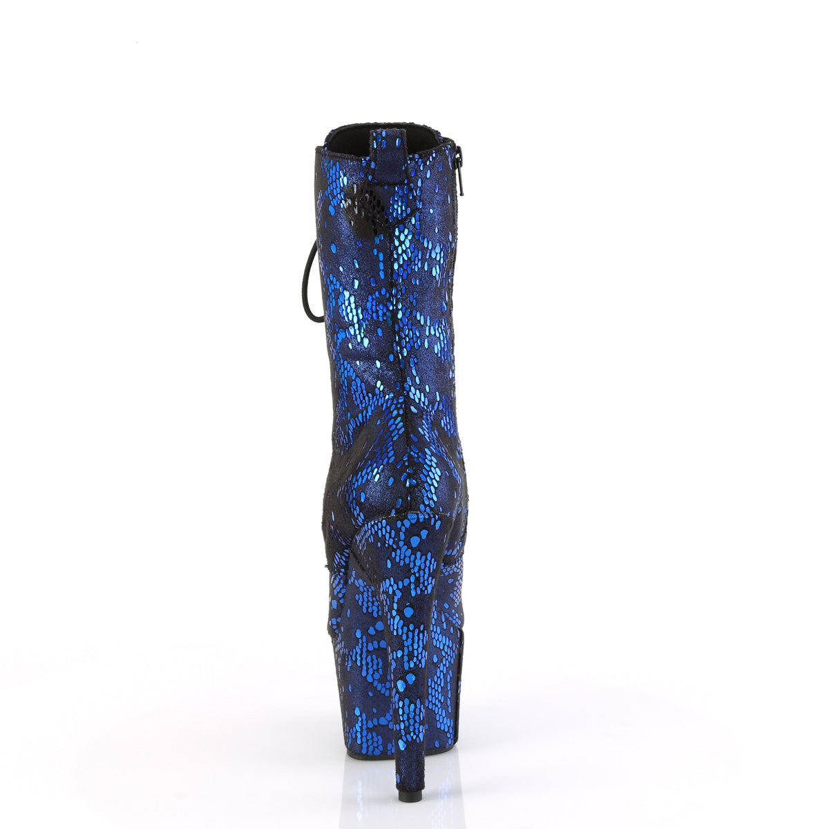 ADORE-1040SPF Pleaser Blue Metallic Snake Print Stripper Boots