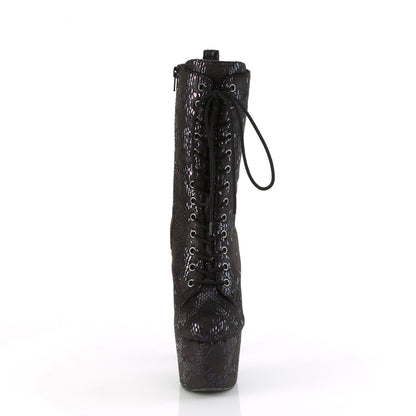 ADORE-1040SPF Pleaser Sexy Black Metallic Snake Print Pole Dancing Ankle Boots