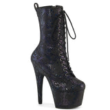 ADORE-1040SPF Pleaser Sexy Black Metallic Snake Print Pole Dancing Ankle Boots