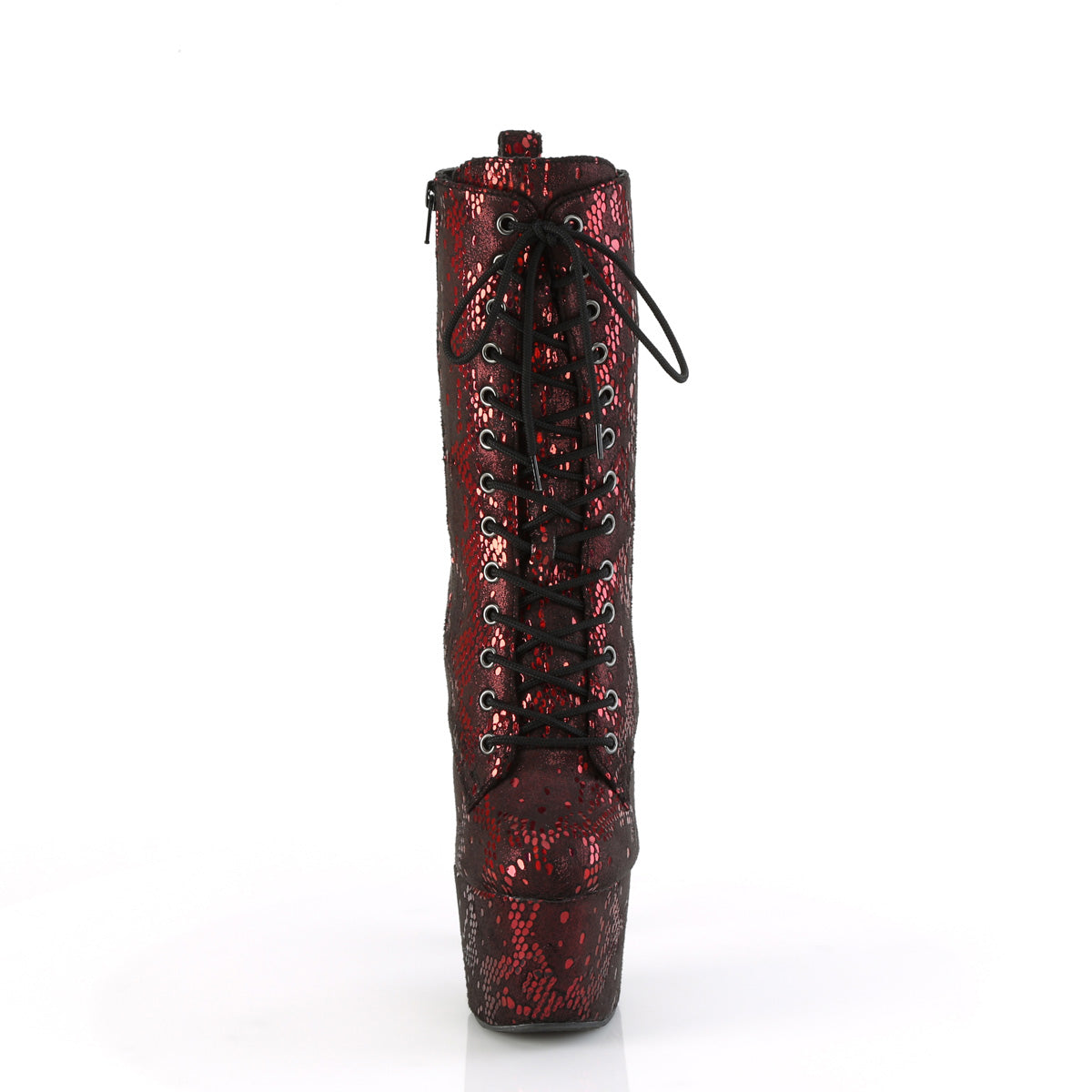 ADORE-1040SPF Pleaser Fetish Red Snake Print Pole Dancing Boots