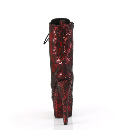 ADORE-1040SPF Pleaser Fetish Red Snake Print Pole Dancing Boots