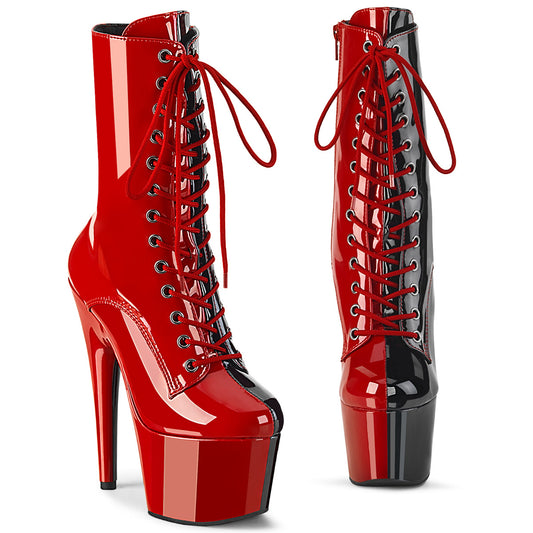 ADORE-1040TT Pleaser Red-Black Patent Split Exotic Dancing Boots