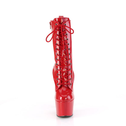 ADORE-1040WR-HG Pleaser Red Holo Patent Exotic Dancing Lace Up Boots