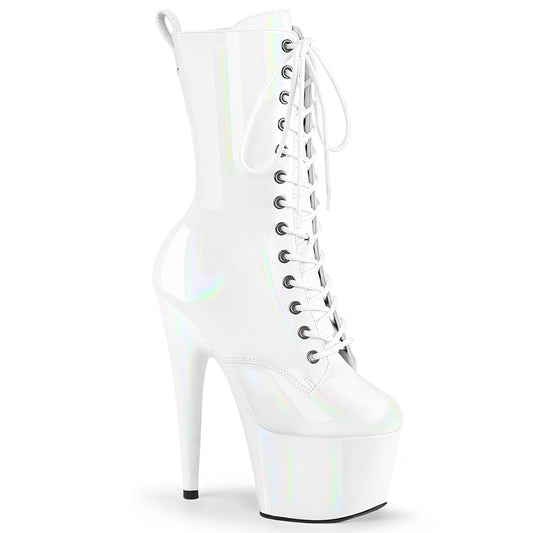 ADORE-1040WR-HG Pleaser White Holo Patent Exotic Dancing Boots
