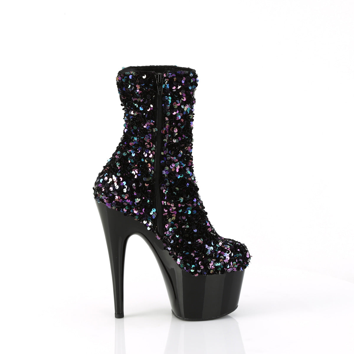 ADORE-1042SQ Pleaser Sexy Black Sequin Exotic Dancing Ankle Boots