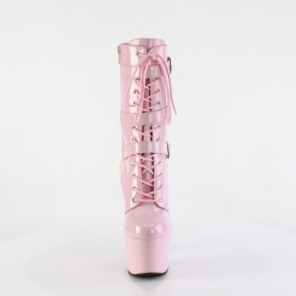 ADORE-1043 Pleaser Sexy Baby Pink Lace Up Exotic Dancing Mid-Calf Boots