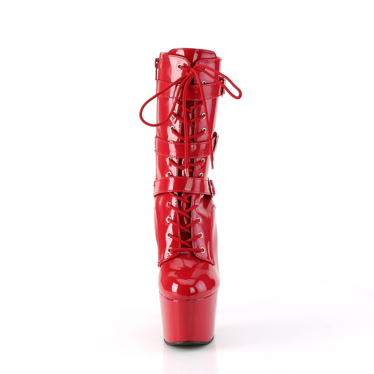 ADORE-1043 Pleaser Fetish Red Patent Exotic Dancing Mid-Calf Boots