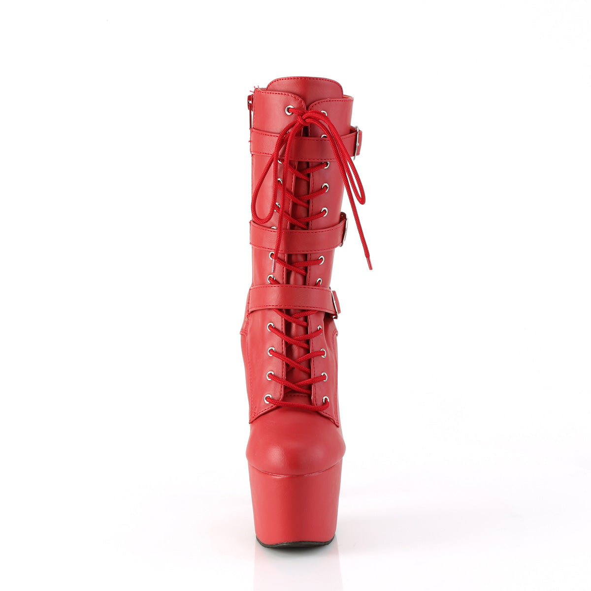 ADORE-1043 Pleaser Red Faux Leather Pole Dancing Kinky Boots