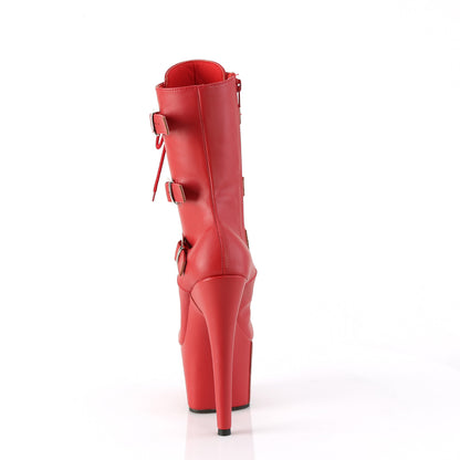 ADORE-1043 Pleaser Red Faux Leather Pole Dancing Kinky Boots
