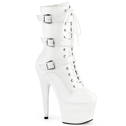 ADORE-1043 Pleaser Sexy White Faux Leather Pole Dancing Boots