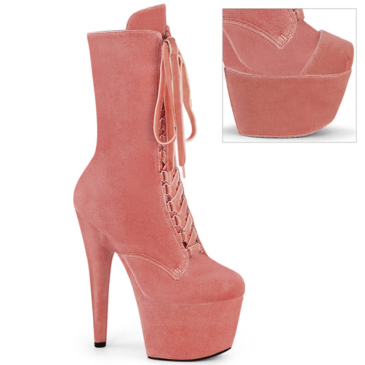 ADORE-1045VEL Pleaser Sexy Dusty Pink Velvet Pole Dancing Ankle Boots