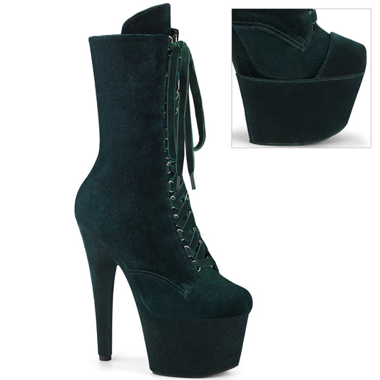 ADORE-1045VEL Pleaser Sexy Emerald Green Velvet Pole Dancing Ankle Boots