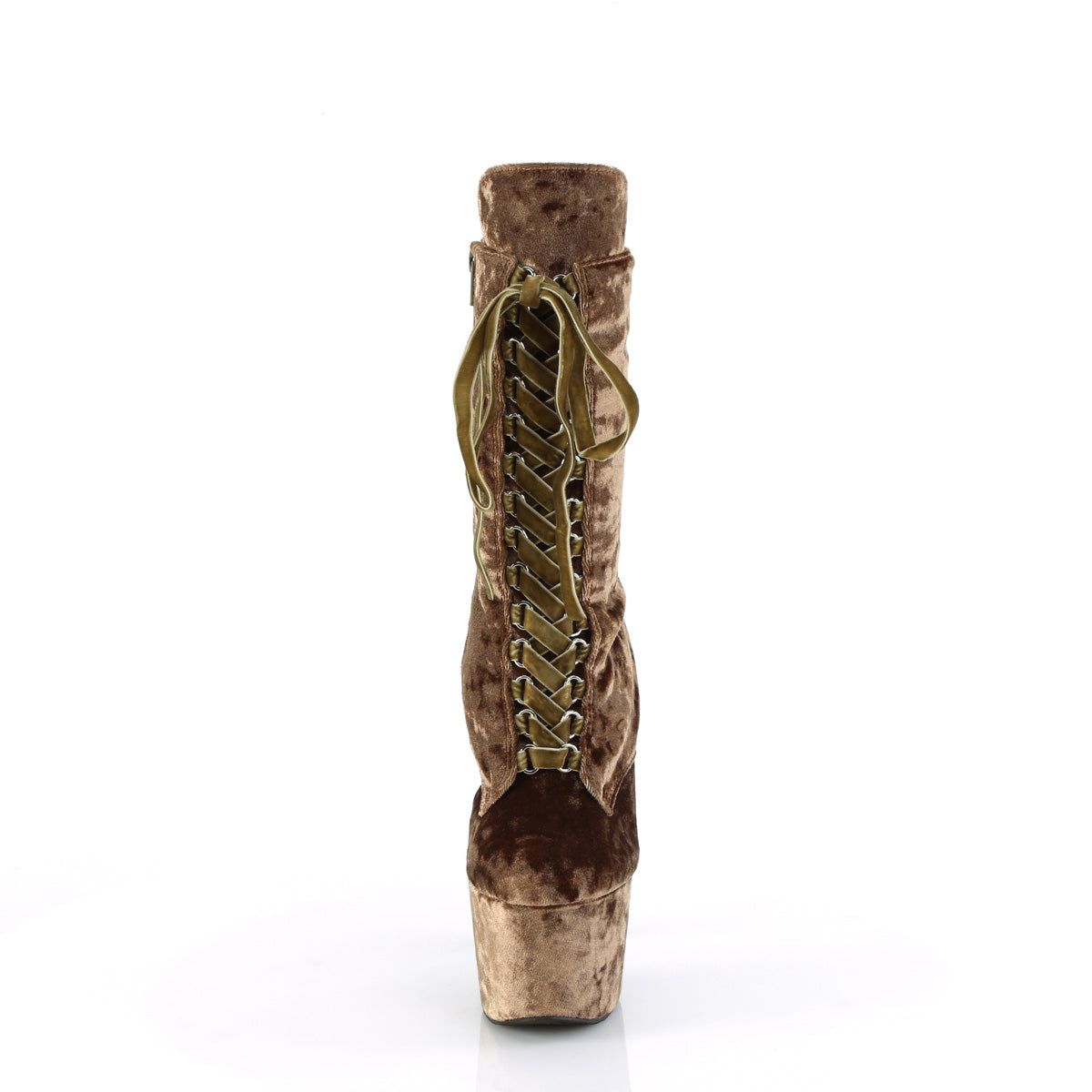 ADORE-1045VEL Pleaser Khaki Velvet Pole Dancing Ankle Boots