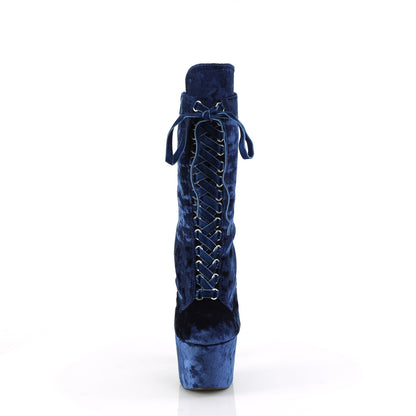 ADORE-1045VEL Pleaser Navy Blue Velvet Pole Dancing Ankle Boots