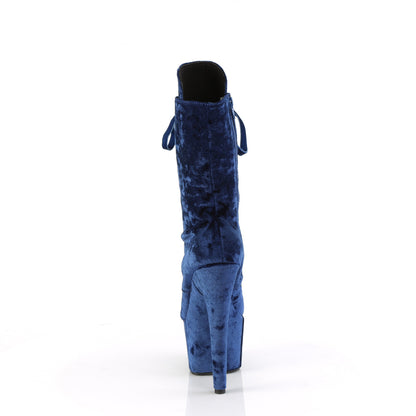 ADORE-1045VEL Pleaser Navy Blue Velvet Pole Dancing Ankle Boots