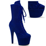 ADORE-1045VEL Pleaser Navy Blue Velvet Pole Dancing Ankle Boots